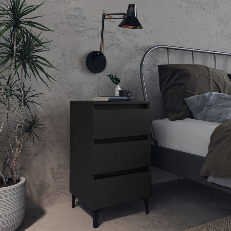 Nachtkastjes 2 st met metalen poten 40x35x69 cm zwart MeubelReus