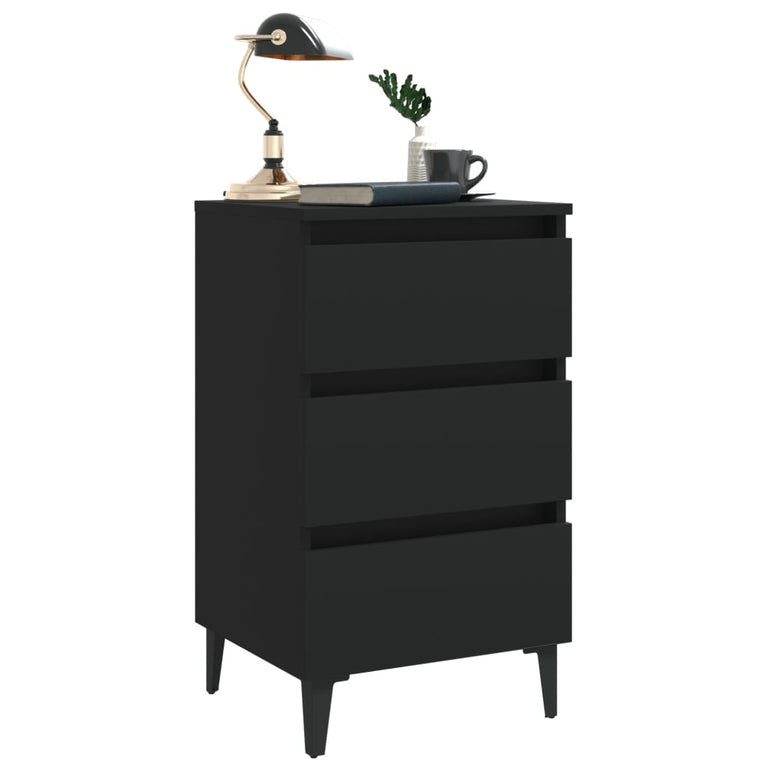 Nachtkastjes 2 st met metalen poten 40x35x69 cm zwart MeubelReus