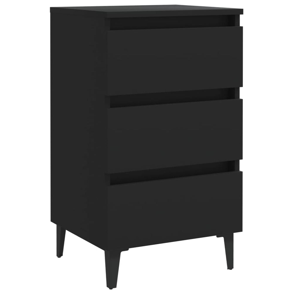 Nachtkastjes 2 st met metalen poten 40x35x69 cm zwart MeubelReus