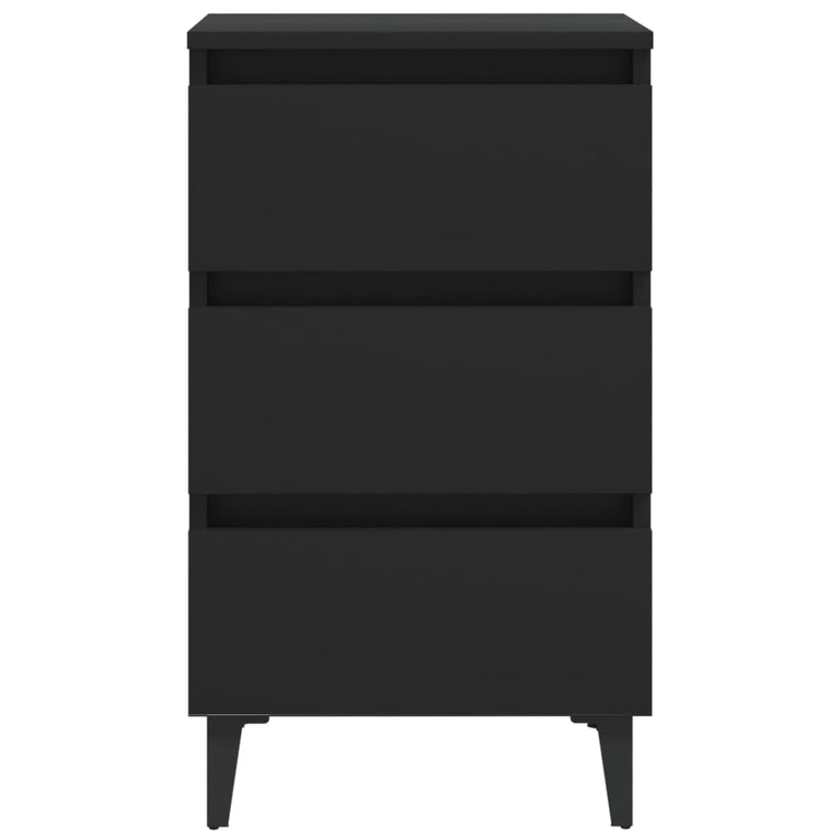 Nachtkastjes 2 st met metalen poten 40x35x69 cm zwart MeubelReus