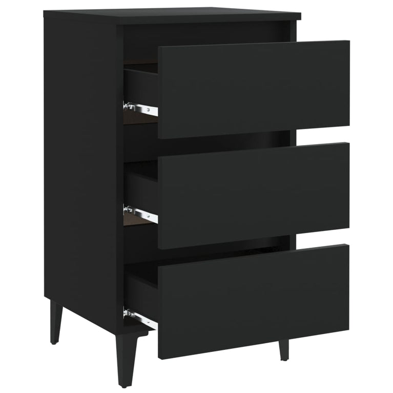 Nachtkastjes 2 st met metalen poten 40x35x69 cm zwart MeubelReus