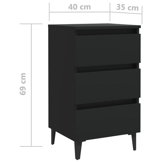 Nachtkastjes 2 st met metalen poten 40x35x69 cm zwart MeubelReus