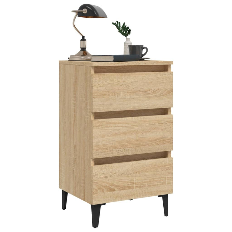 Nachtkastjes 2 st met metalen poten 40x35x69 cm sonoma eiken MeubelReus