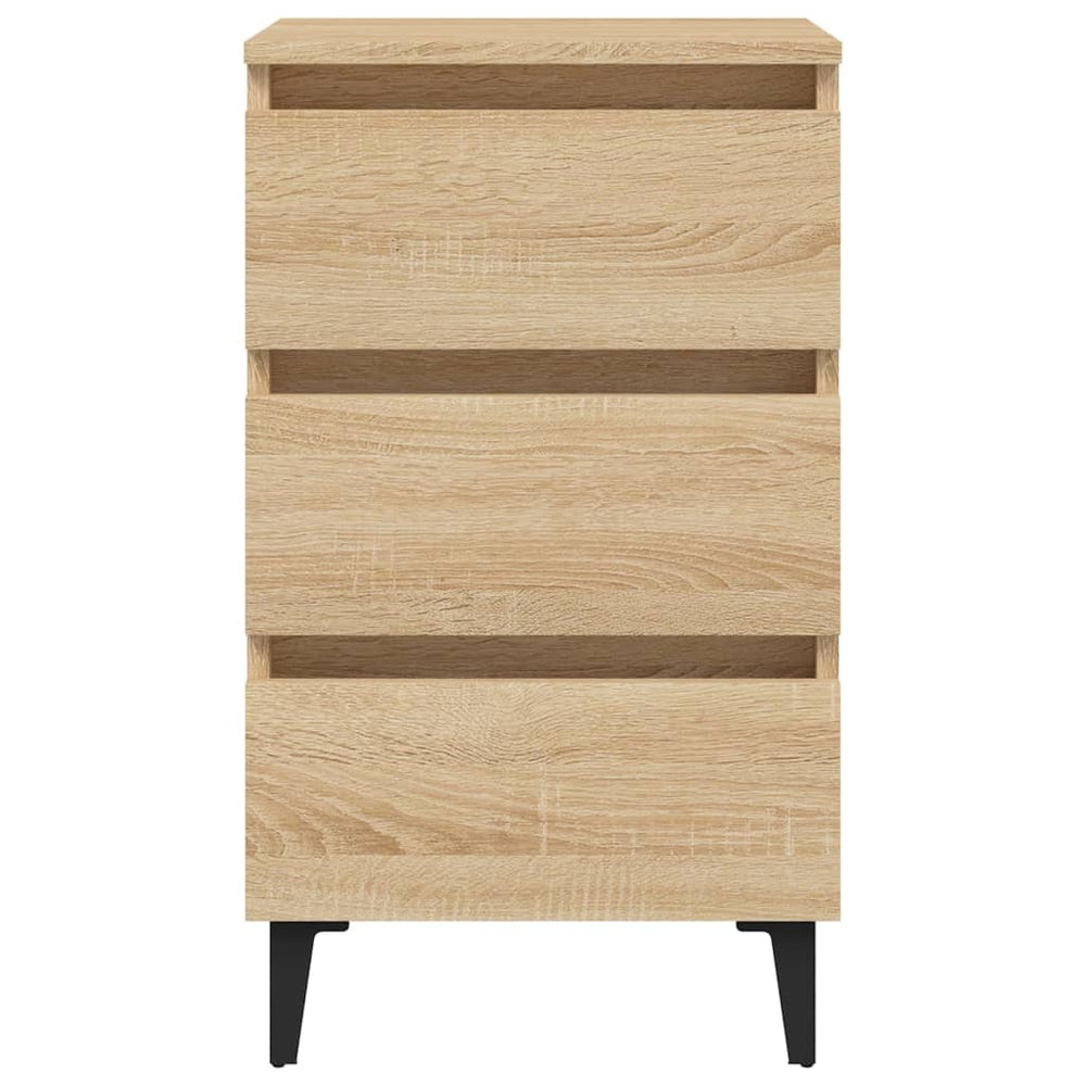 Nachtkastjes 2 st met metalen poten 40x35x69 cm sonoma eiken MeubelReus