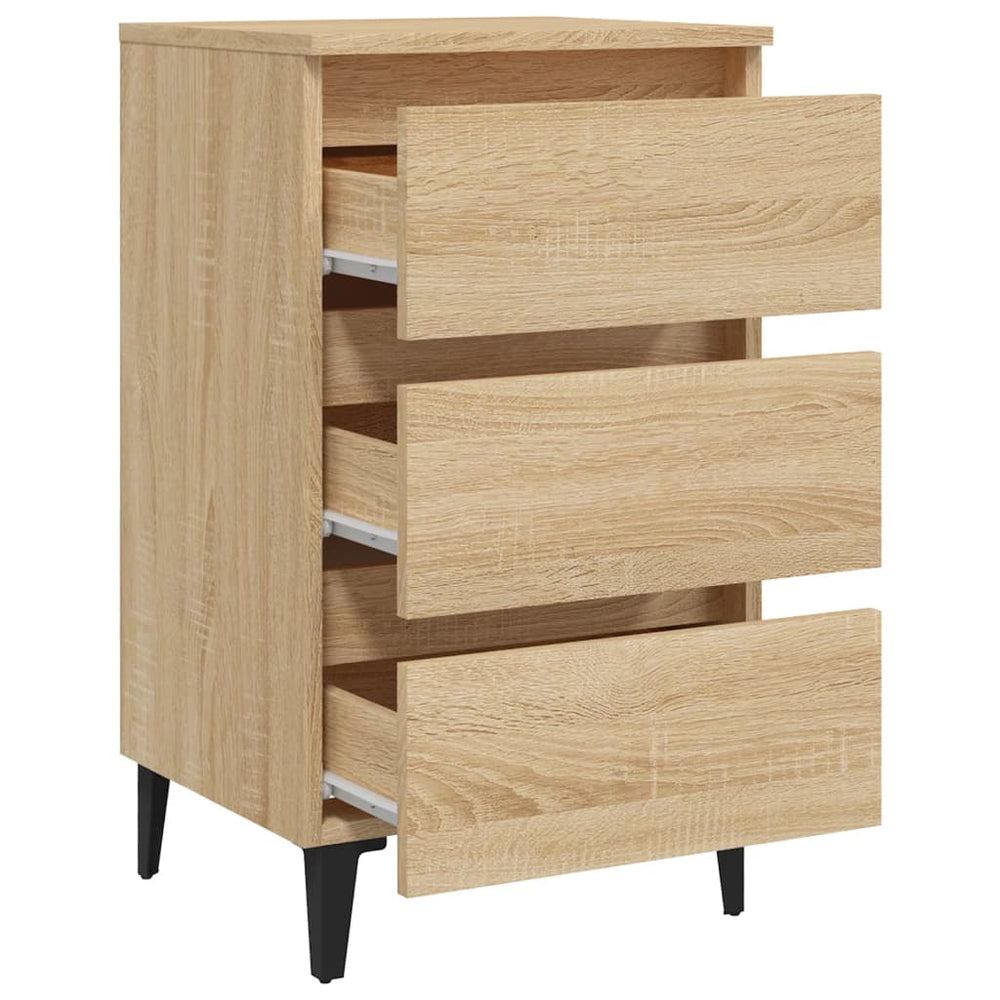 Nachtkastjes 2 st met metalen poten 40x35x69 cm sonoma eiken MeubelReus