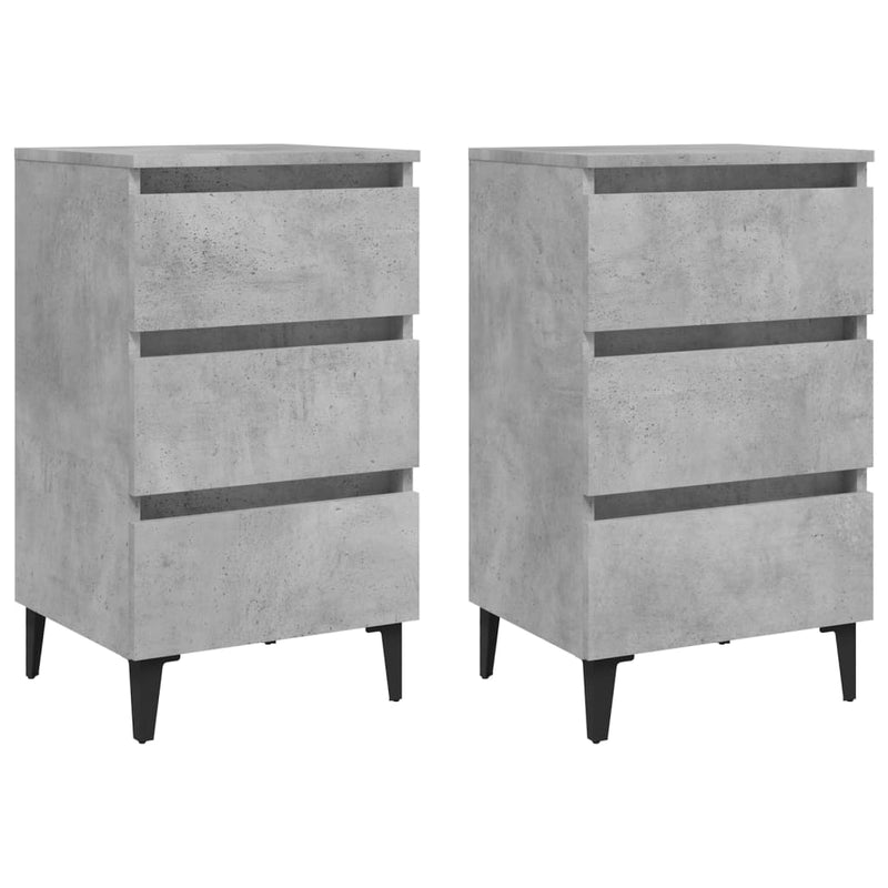 Nachtkastjes 2 st met metalen poten 40x35x69 cm betongrijs MeubelReus