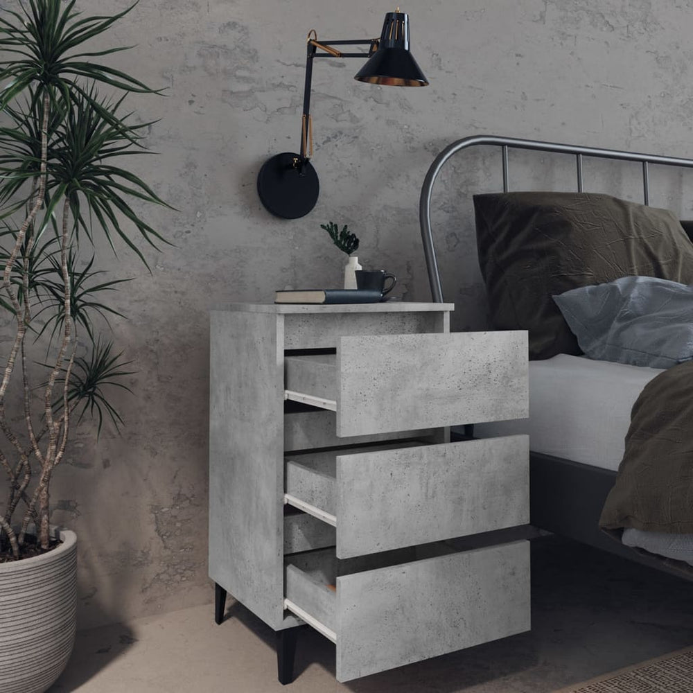Nachtkastjes 2 st met metalen poten 40x35x69 cm betongrijs MeubelReus