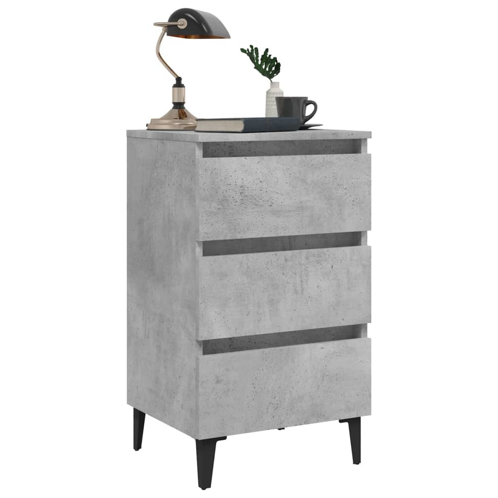 Nachtkastjes 2 st met metalen poten 40x35x69 cm betongrijs MeubelReus