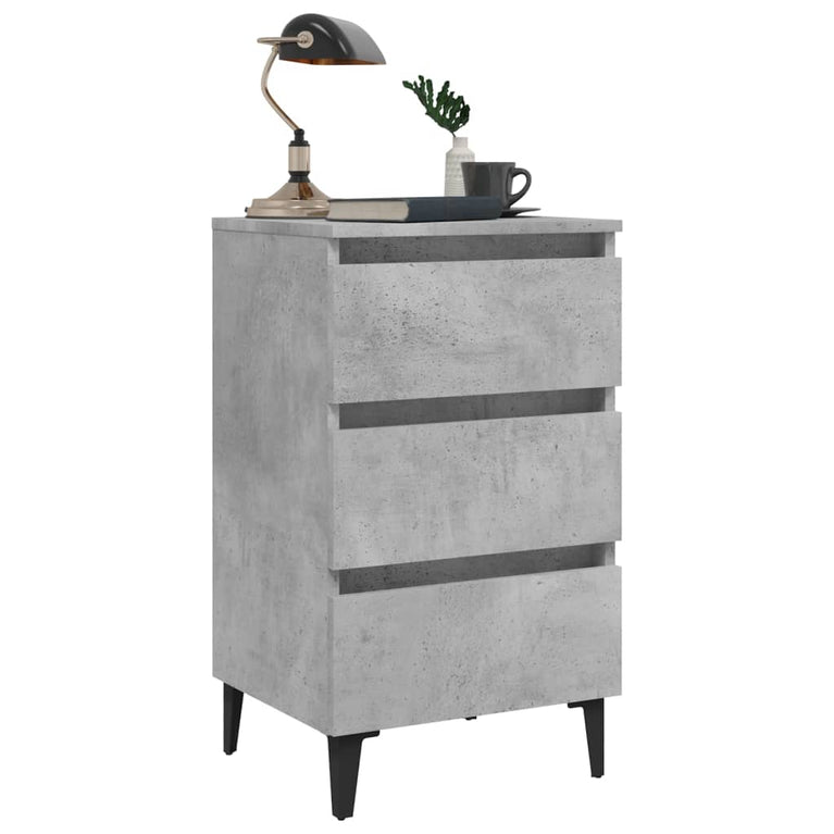 Nachtkastjes 2 st met metalen poten 40x35x69 cm betongrijs MeubelReus