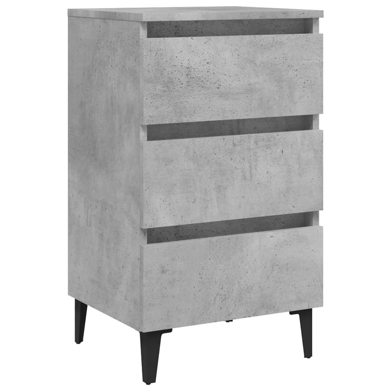 Nachtkastjes 2 st met metalen poten 40x35x69 cm betongrijs MeubelReus