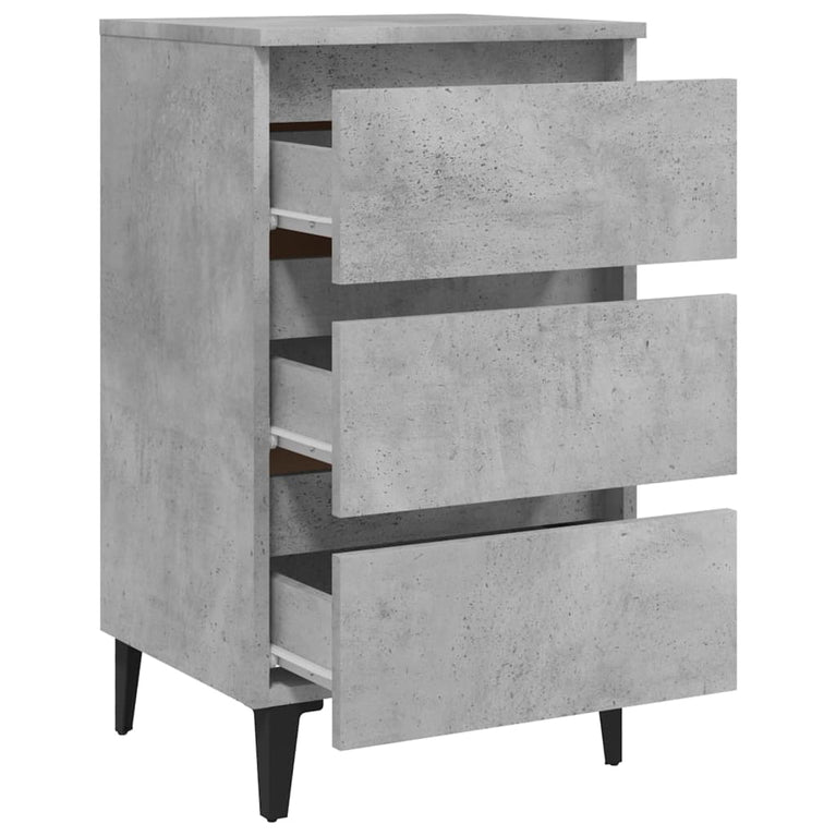 Nachtkastjes 2 st met metalen poten 40x35x69 cm betongrijs MeubelReus