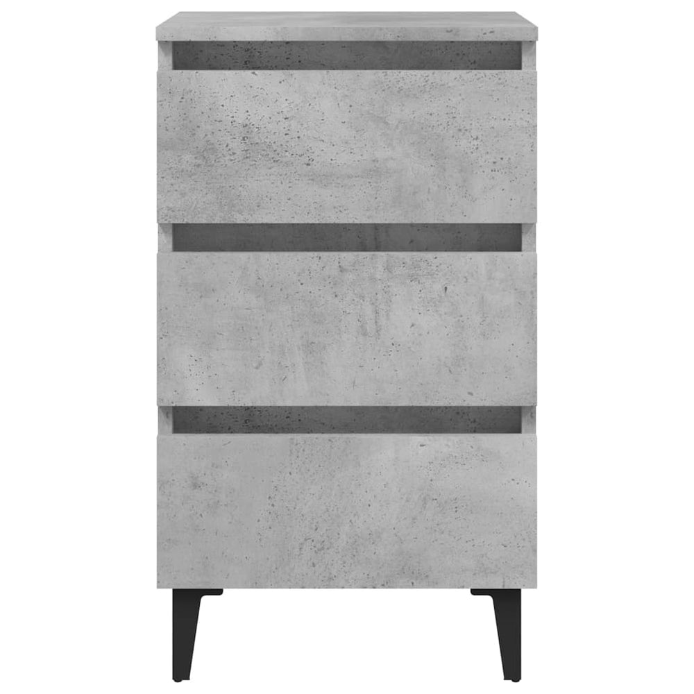 Nachtkastjes 2 st met metalen poten 40x35x69 cm betongrijs MeubelReus