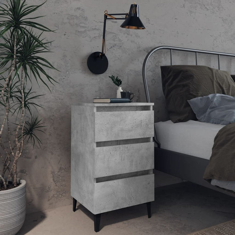 Nachtkastjes 2 st met metalen poten 40x35x69 cm betongrijs MeubelReus