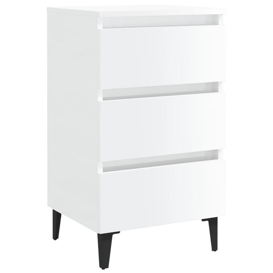 Nachtkastje met metalen poten 40x35x69 cm hoogglans wit MeubelReus
