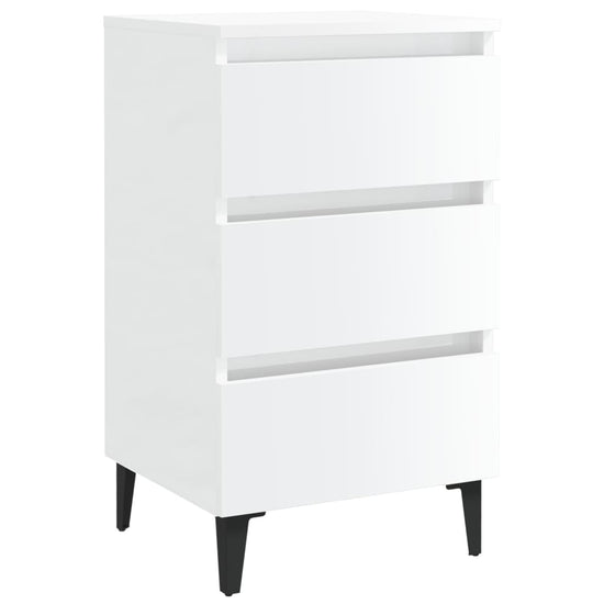 Nachtkastjes 2 st met metalen poten 40x35x69 cm hoogglans wit MeubelReus