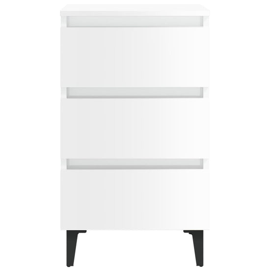 Nachtkastjes 2 st met metalen poten 40x35x69 cm hoogglans wit MeubelReus