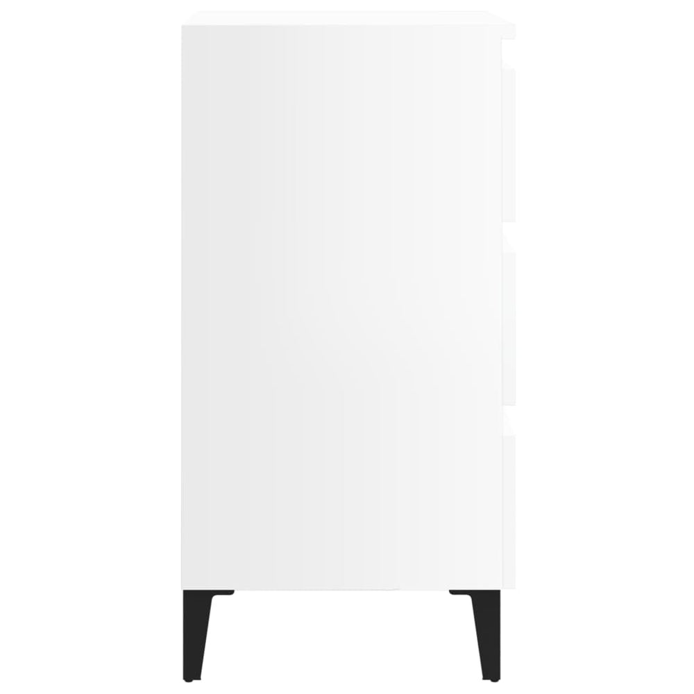 Nachtkastjes 2 st met metalen poten 40x35x69 cm hoogglans wit MeubelReus