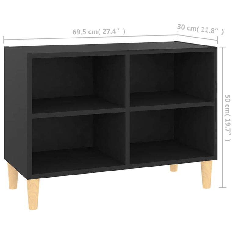 Tv-meubel met massief houten poten 69,5x30x50 cm zwart MeubelReus