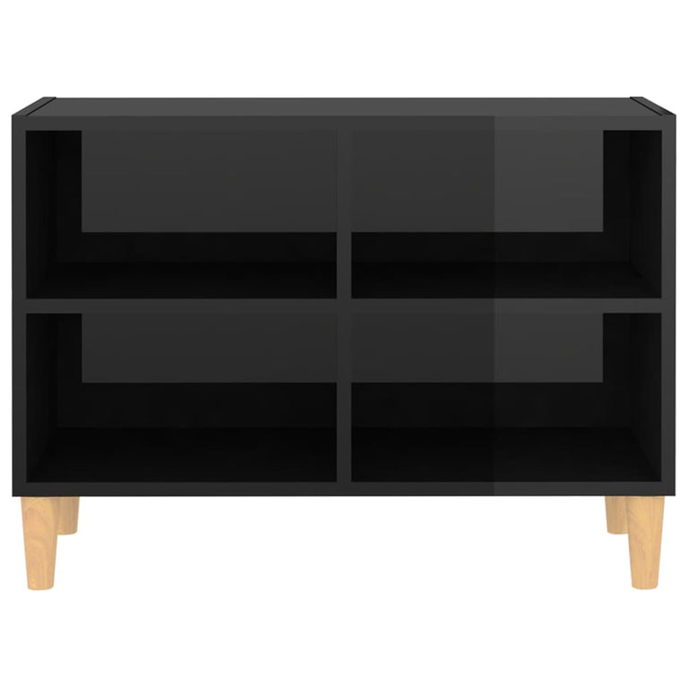 Tv-meubel met houten poten 69,5x30x50 cm hoogglans zwart