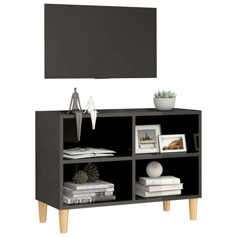 Tv-meubel met houten poten 69,5x30x50 cm hoogglans grijs MeubelReus