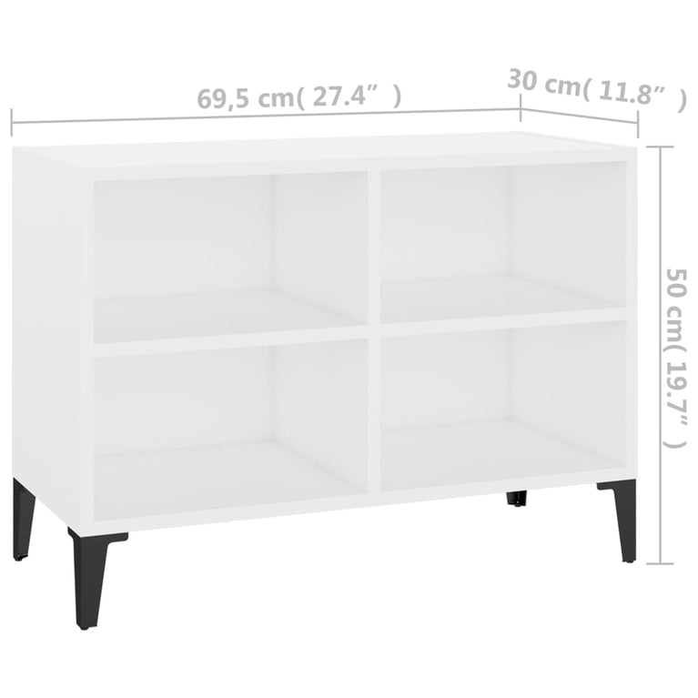 Tv-meubel met metalen poten 69,5x30x50 cm wit MeubelReus