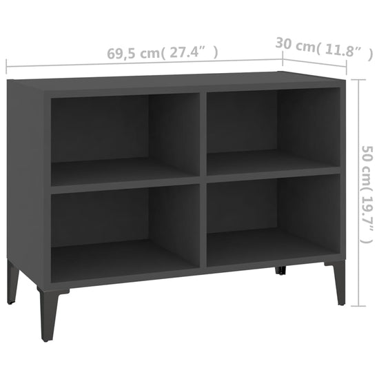 Tv-meubel met metalen poten 69,5x30x50 cm grijs MeubelReus