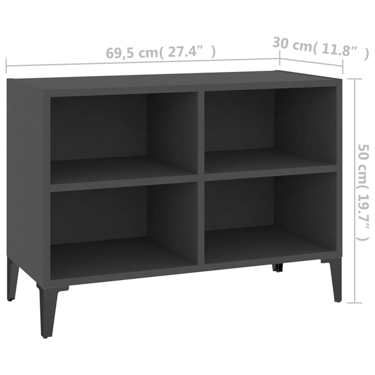 Tv-meubel met metalen poten 69,5x30x50 cm grijs MeubelReus