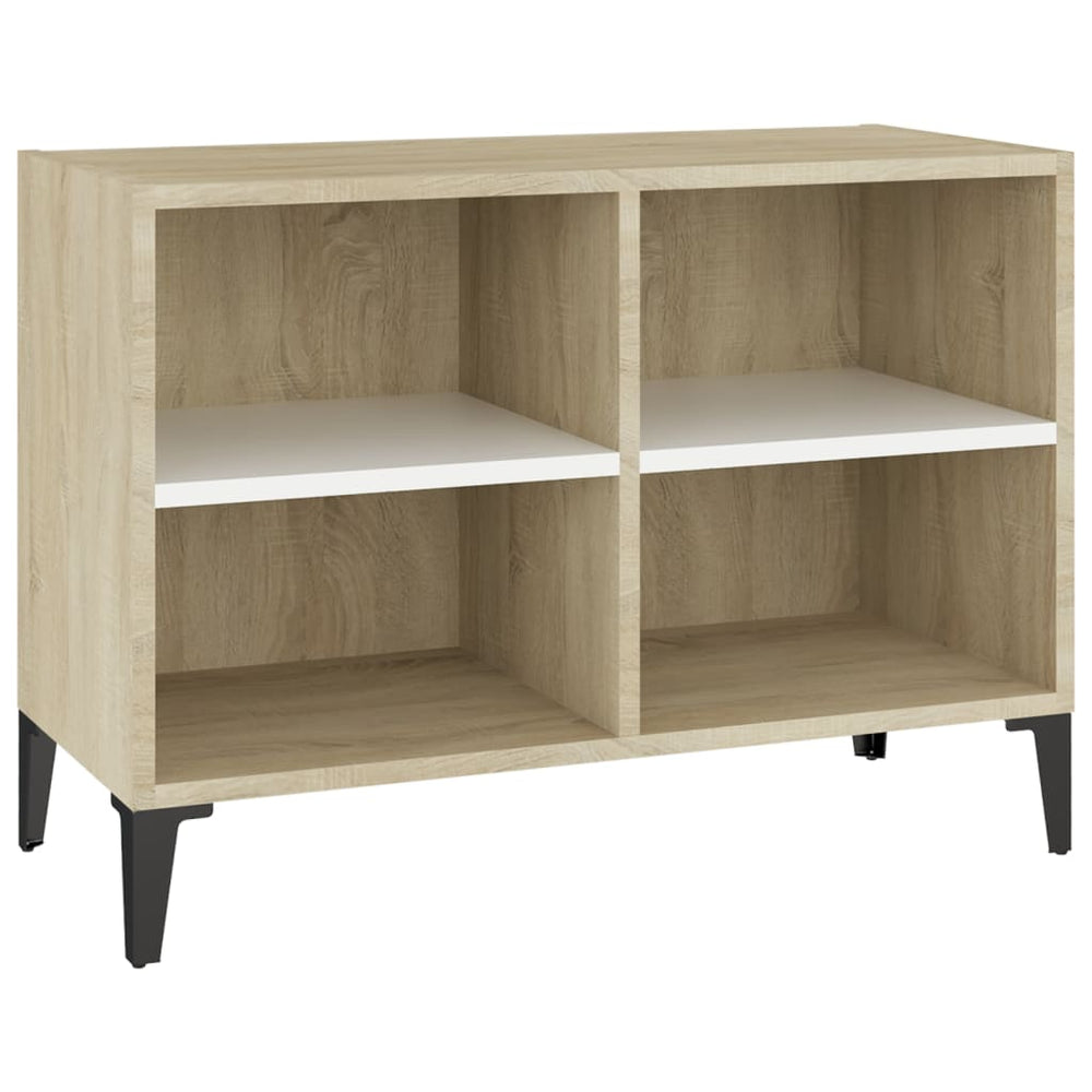 Tv-meubel met metalen poten 69,5x30x50 cm wit sonoma eikenkleur MeubelReus