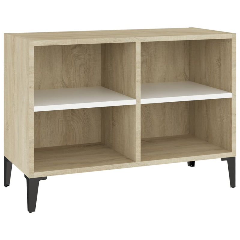 Tv-meubel met metalen poten 69,5x30x50 cm wit sonoma eikenkleur MeubelReus
