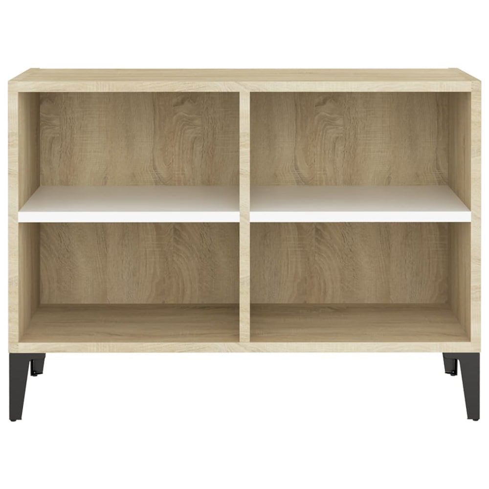 Tv-meubel met metalen poten 69,5x30x50 cm wit sonoma eikenkleur MeubelReus