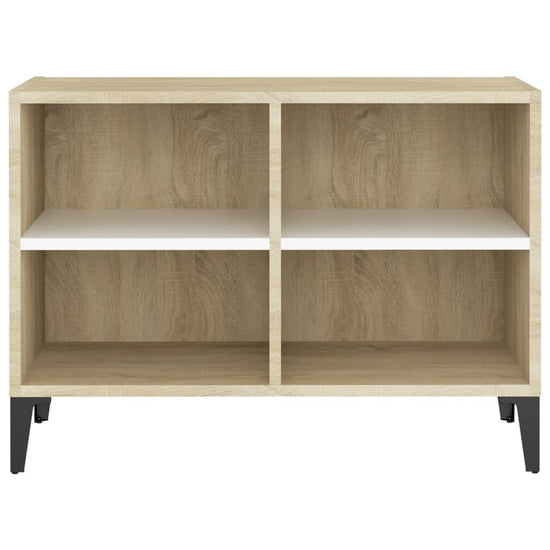 Tv-meubel met metalen poten 69,5x30x50 cm wit sonoma eikenkleur MeubelReus