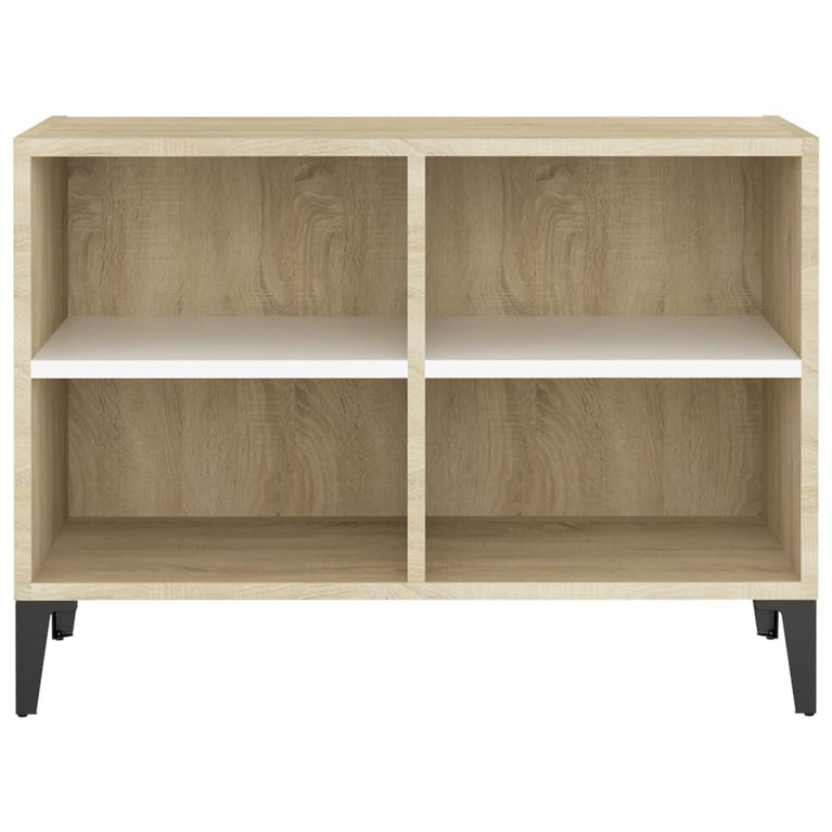 Tv-meubel met metalen poten 69,5x30x50 cm wit sonoma eikenkleur MeubelReus