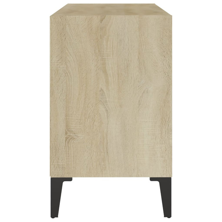 Tv-meubel met metalen poten 69,5x30x50 cm wit sonoma eikenkleur MeubelReus