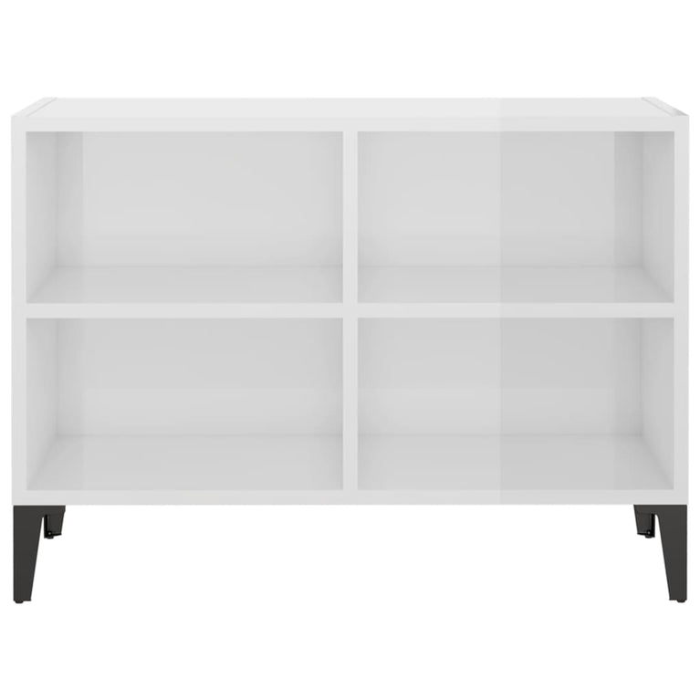 Tv-meubel met metalen poten 69,5x30x50 cm hoogglans wit