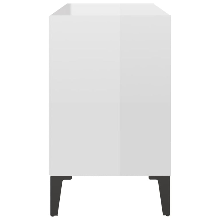Tv-meubel met metalen poten 69,5x30x50 cm hoogglans wit