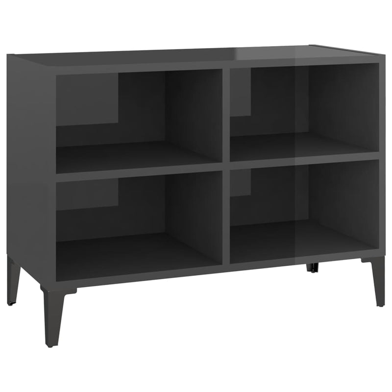 Tv-meubel met metalen poten 69,5x30x50 cm hoogglans grijs MeubelReus