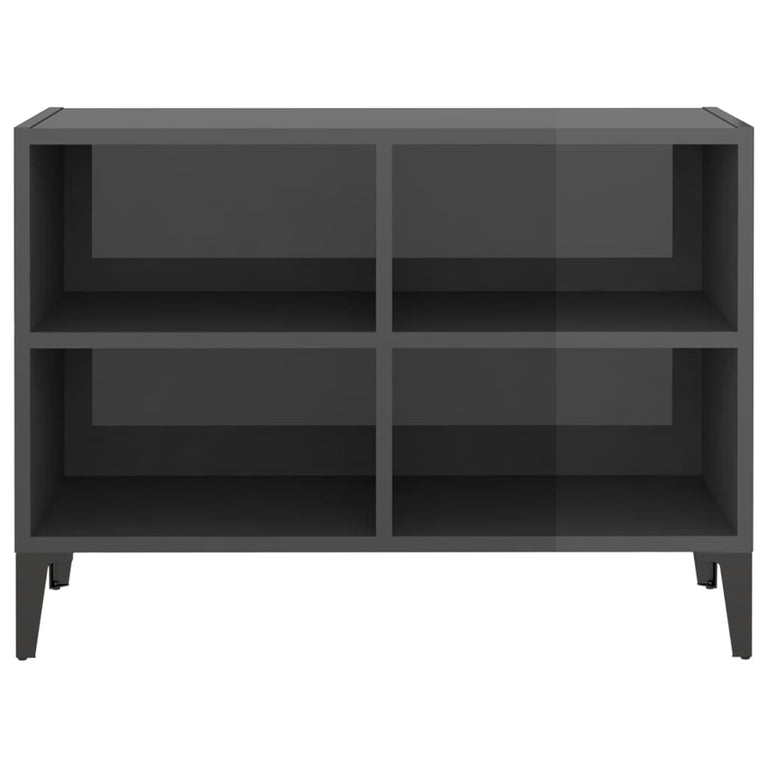 Tv-meubel met metalen poten 69,5x30x50 cm hoogglans grijs MeubelReus
