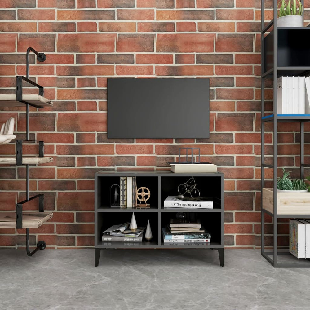 Tv-meubel met metalen poten 69,5x30x50 cm hoogglans grijs MeubelReus