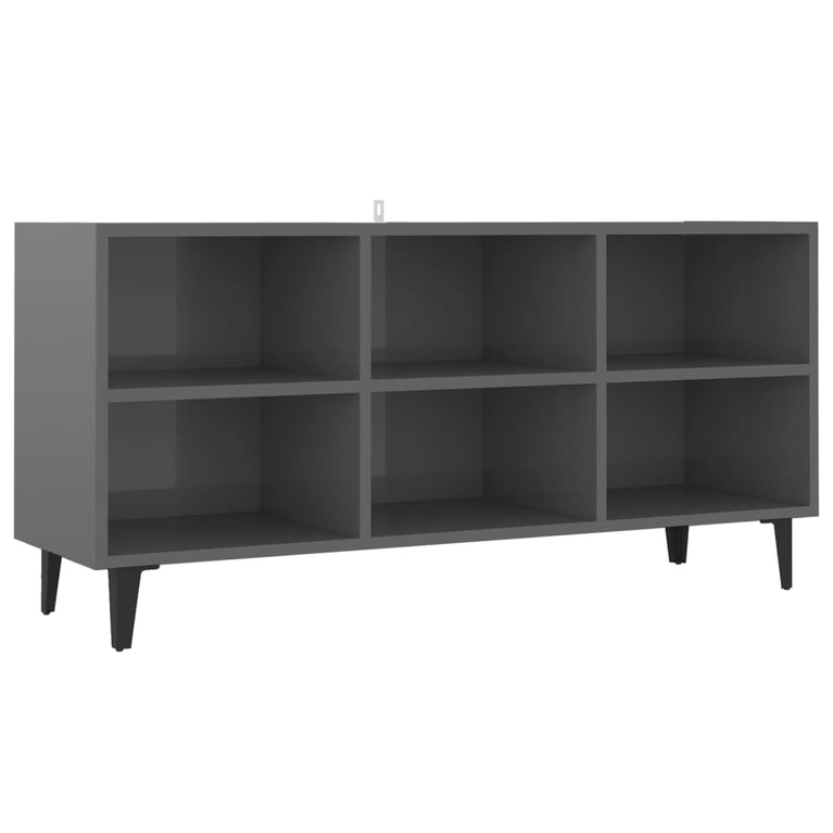 Tv-meubel met metalen poten 103,5x30x50 cm hoogglans grijs MeubelReus