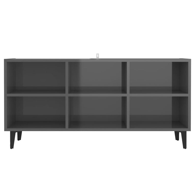 Tv-meubel met metalen poten 103,5x30x50 cm hoogglans grijs MeubelReus