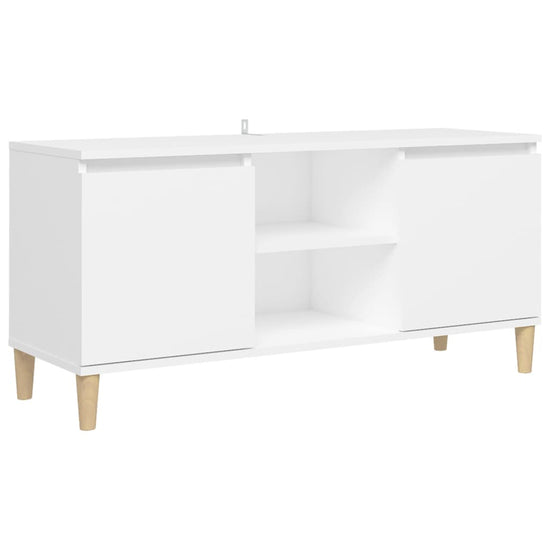 Tv-meubel met massief houten poten 103,5x35x50 cm wit MeubelReus