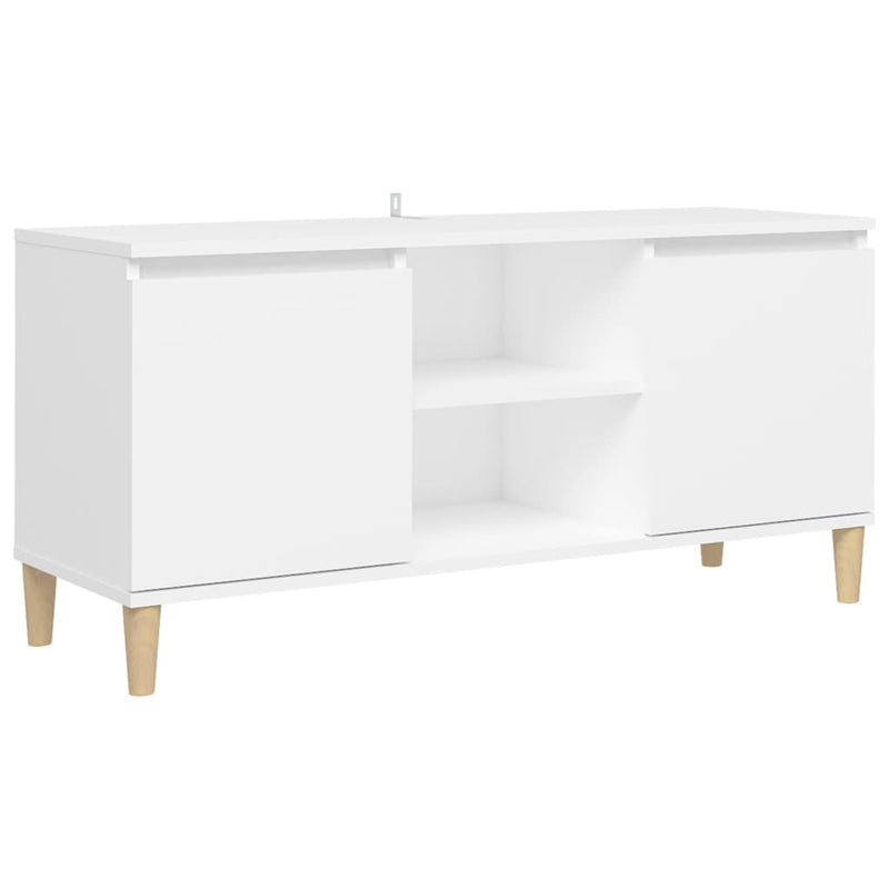 Tv-meubel met massief houten poten 103,5x35x50 cm wit MeubelReus