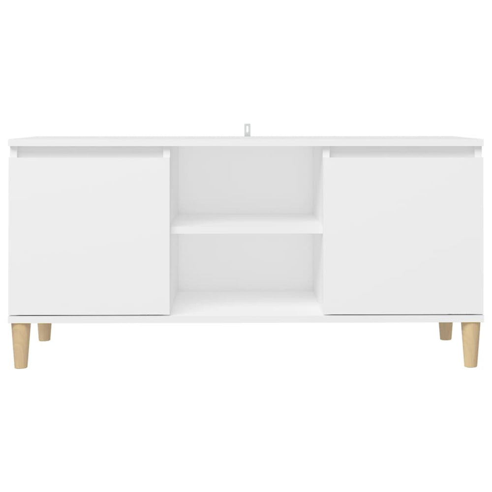 Tv-meubel met massief houten poten 103,5x35x50 cm wit MeubelReus