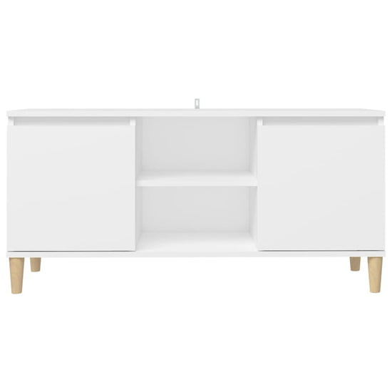 Tv-meubel met massief houten poten 103,5x35x50 cm wit MeubelReus