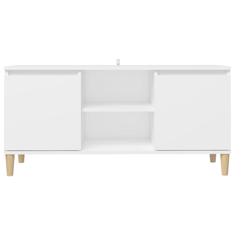 Tv-meubel met massief houten poten 103,5x35x50 cm wit MeubelReus