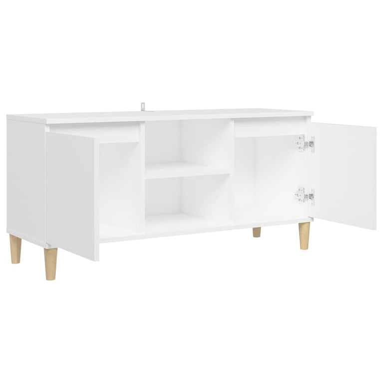 Tv-meubel met massief houten poten 103,5x35x50 cm wit MeubelReus