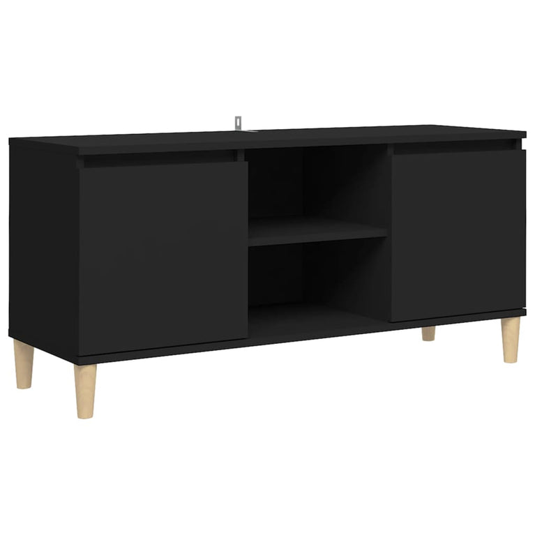 Tv-meubel met massief houten poten 103,5x35x50 cm zwart MeubelReus