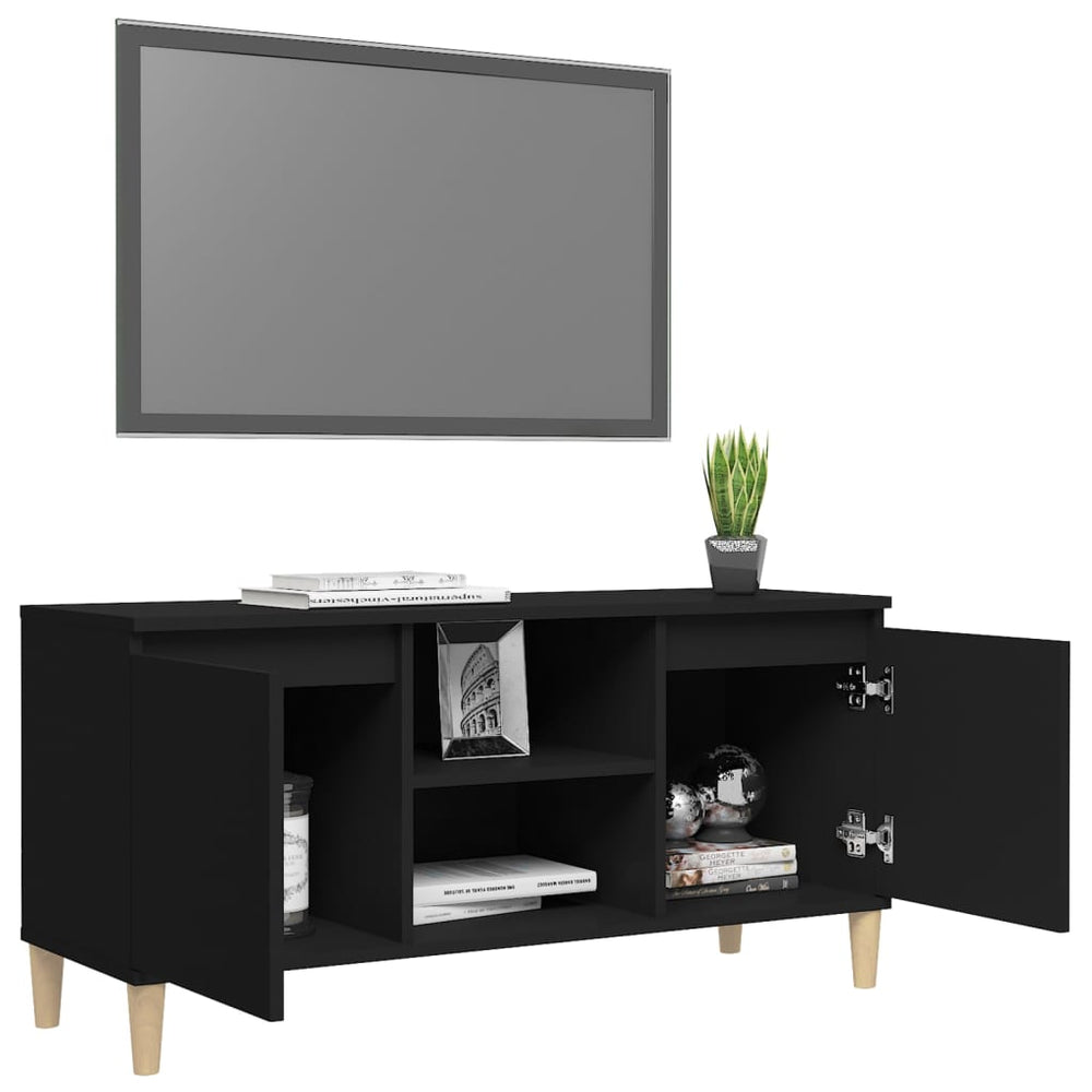 Tv-meubel met massief houten poten 103,5x35x50 cm zwart MeubelReus