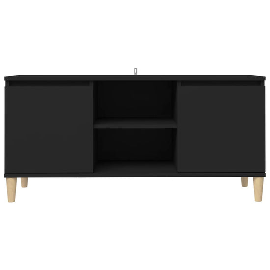 Tv-meubel met massief houten poten 103,5x35x50 cm zwart MeubelReus