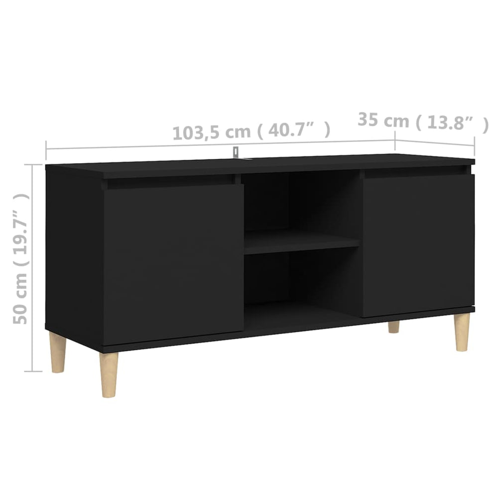 Tv-meubel met massief houten poten 103,5x35x50 cm zwart MeubelReus